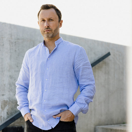 Modro fialové lněné košile od Uhlíře