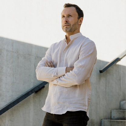 Béžová pánská lněná košile