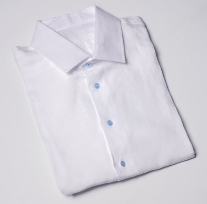 Lněná košile bílá klasický límeček