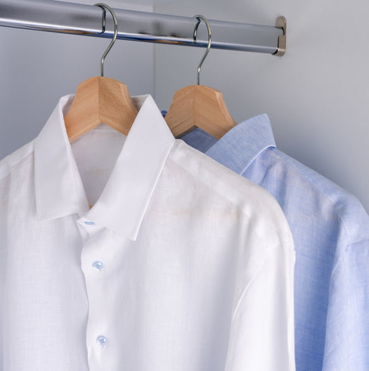 Lněné košile bílá modrá klasický límeček