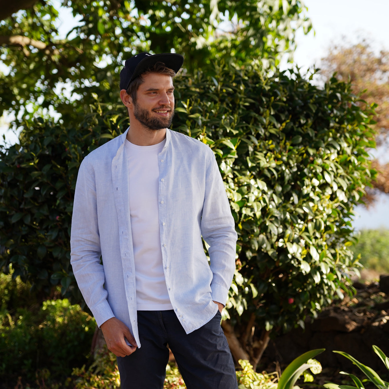 Modrá lněná košile košile z Česka pro muže